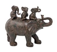 Nature's Mark Statua decorativa in resina con 3 elefanti che cavalcano un elefante, altezza 20,3 cm, colore: marrone