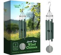 Nature's Melody Aureole Tunes - Scacciapensieri all'aperto con 6 tubi, in pentatonica B, 100% alluminio inossidabile, finitura a polvere e gancio a S per dolore, ricordo o giardino zen