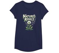 Nature's Rebels: Tarassaco Erbacce Arte Botanica Maglietta, Ragazze, Navy, L