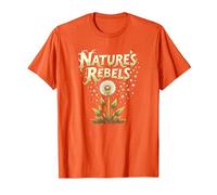 Nature's Rebels: Tarassaco Erbacce Arte Botanica Maglietta, Uomo, Arancio, L