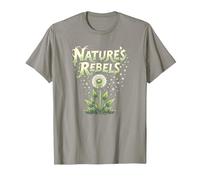 Nature's Rebels: Tarassaco Erbacce Arte Botanica Maglietta, Uomo, Ardesia, L