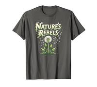 Nature's Rebels: Tarassaco Erbacce Arte Botanica Maglietta, Uomo, Asfalto, M