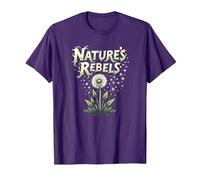 Nature's Rebels: Tarassaco Erbacce Arte Botanica Maglietta, Uomo, Viola, L
