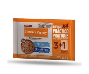Nature's Variety Bites in Salsa Adult 44 x 85 g - con Merluzzo e Pesce dell'oceano