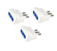 Naturìì Set di 3 Adattatori Elettrici con Spina 10A e Presa Bivalente Bipasso 10/16A, adattatore Riduttore Compatibile con Vecchi Impianti Elettrici, Max 1500W, Colore Bianco