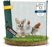 NATURIZ® Recinzione mobile per cani e polli da 15 m/20 m/25 m x 90 cm, estremamente stabile, senza corrente, verde (50 m)