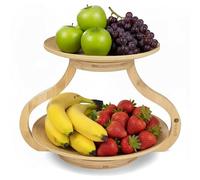 naturlik Portafrutta - Vassoi rimovibili per Frutta - Portafrutta a 2 piani - Portafrutta Moderno - Portafrutta in Bambù - Vassoio per Frutta - Cestino per Frutta - Contenitore per Frutta