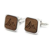 NaturSchatulle Cuff-Daddy - Gemelli da uomo in legno con incisione, 1 paio di gemelli in argento, forma quadrata, per matrimonio, Ø 2cm, Ottone, legno.