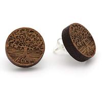 NaturSchatulle Orecchini in legno con incisione, in argento Sterling 925, da donna e Argento, cod. N10230