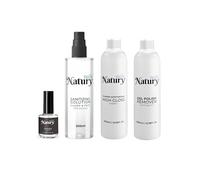 Natury Nails Kit 4 pezzi. Primo privo di acidi, detergente, detergente e igienizzante 200 ml c/u. 12 GRATUITO. Kit manicure e pedicure. Cruelty Free e Vegan.