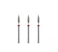 Natury Nails Set di 3 frese diamantate tipo fiamma per unghie, 2,3 mm, punta da trapano per manicure russa (a grana fine)