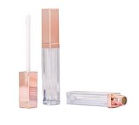 NATUWORLD 6 pezzi 5 ml/0,17 oz contenitori vuoti per lucidalabbra con applicatore a pennello e coperchio oro rosa, flaconi per balsamo per labbra