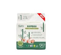 Naty Bamboo - Pannolini per Bambini in Viscosa di Bambù - Morbidezza e tocco setoso, Pannolini a base vegetale, Dermatologicamente testati per pelli sensibili e super assorbenti (Taglia 1, 88 pezzi)