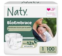 Naty BioEmbrace Pannolini Neonato, Taglia 1 (2-5kg), 100 pezzi