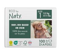 Naty Pannolini per bambini - Pannolini ecologici a base vegetale, ottimi per la pelle sensibile del bambino e aiutano a evitare le perdite (Taglia 1, 100 unità)