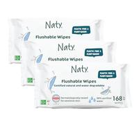 Naty Salviette baby disperdibili nel WC | A base vegetale, 98% Acqua purificata per pelle sensibile | Per spannolinamento | Degradabili in acqua, senza plastica e profumo | 168 pezzi (3 confezioni)
