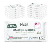 Naty Salviette per bambini Aloe Vera - Salviettine umidificate 100% compostabili e a base vegetale, adatte a bambini e neonati con pelle sensibile (672 unità, 12x56)