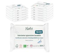 Naty Salviettine lavabili per WC - Salviette umidificate e a base vegetale, senza sostanze chimiche e ipoallergeniche, sicure per la pelle sensibile dei bambini (504 unità, 12x42)