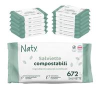 Naty Salviettine per Neonati e Bambini, 98% Acqua, 672 pezzi (12 conf.) | Ipoallergeniche e Naturali per Pelli Sensibili, Salviette 100% senza plastica, Senza profumo, di origine vegetale