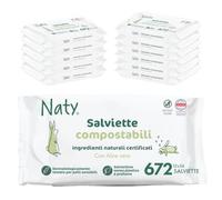 Naty Salviettine per Neonati e Bambini con Aloe Vera, 672 pezzi (12 conf.) | 98% Acqua, Ipoallergeniche e Naturali per Pelli Sensibili, Salviette 100% senza plastica, Senza profumo, di origine vegetale