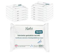 Naty Salviettine per Neonati e Bambini Gettabili nel WC | 98% Acqua, Ipoallergeniche e Naturali per Pelli Sensibili | Senza Profumo | Dermatologicamente testate | 504 pezzi (12 confezioni)