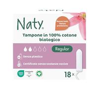 Naty Tamponi Normal in 100% cotone biologico | Senza sostanze chimiche nocive | Senza plastica | Senza profumo | Ipoallergenici | Testati ginecologicamente | Protezione naturale | Vegani | 18 pezzi