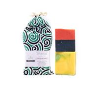 NATYR - Altromercato - Cotton bag - Sapone artigianale scrub carbone vegetale e rosa 100 gr + sapone artigianale mela e cannella 100 gr