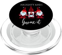 Naughty and I Gnome It Christmas Tre gnomi a quadri di bufalo PopSockets PopGrip per MagSafe