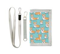 Naughty Animal Corgis Dogs trifold mens portafogli per le donne minimalista portafoglio titolare della carta con cordino, cani corgis animali cattivi, 1 size