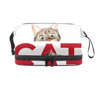 Naughty Cat, trousse a doppio strato per cosmetici per donne e ragazze, borsa da viaggio per trucchi e trucchi, pratica borsa organizer con scomparto per pennelli, Multi, 27x15x14 cm/10.6x5.9x5.5 in,