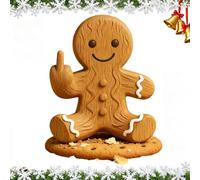 Naughty List Wooden Sign, Middle Finger Santa Snowman Reindeer Gingerbread Man, Christmas Humorous Wooden Sign, Hand-Painted Funny Desk Wood Carving Decor(Gingerbread Man)