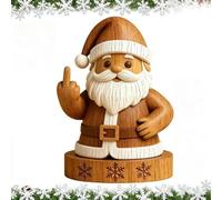 Naughty List Wooden Sign, Middle Finger Santa Snowman Reindeer Gingerbread Man, Christmas Humorous Wooden Sign, Hand-Painted Funny Desk Wood Carving Decor(Santa)