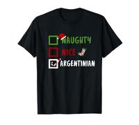 Naughty Nice Argentini Divertente Babbo Natale Argentina Maglietta
