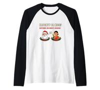Naughty or Nice Depends Whos Chiedere Amma o Santa Divertente Maglia con Maniche Raglan