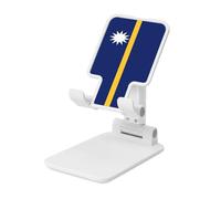 Nauru Flag - Supporto pieghevole per cellulare, ad angolo regolabile, altezza regolabile, supporto per cellulare da tavolo, portatile, compatibile con tutti gli smartphone, colore: bianco