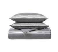 Nautica | 100% cotone accogliente e morbido, durevole e traspirante a righe e federe coordinate, grigio, Twin XL