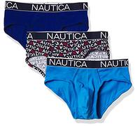 Nautica 3 Pack Cotton Stretch Briefs Mutande da Uomo, Stampa Logo Windsurf/Aero, M