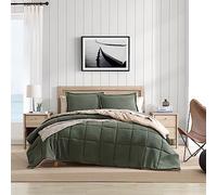 Nautica Biancheria da letto reversibile in microsuede con federe abbinate, decorazione per la casa casual, poliestere, verde Beckett, king size