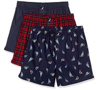 Nautica Boxer da Uomo in Cotone Classico da 3 Pezzi, Pavone/Inverno Plaid-Rosso/Vacanze Barche a Vela-Pavone, X-Large