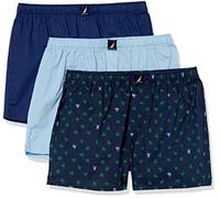 Nautica Boxer da Uomo in Tessuto di Cotone, 3 Pezzi, Blu profondità/Coastal Sky/Pop Turtle Print, XL