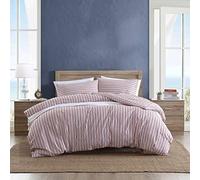Nautica - Copripiumino king size, biancheria da letto reversibile in cotone con chiusura a bottone, arredamento casual per tutte le stagioni (Coleridge Stripe Red, King)