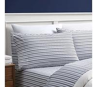 Nautica Cotton Percale Sheet Set, Full, Charcoal Stripe, Twin XL