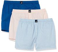Nautica Cotton Woven 3 Pack Boxer Pantaloncino, Oasis Pink/Ocean Lapis/Pin Stripe Silver Lake, XL Uomo