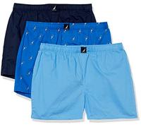 Nautica Cotton Woven 3 Pack Boxers Boxer a Pantaloncino, Peacoat/Aero Blue/Sails Outline, XL (Pacco da 3) Uomo