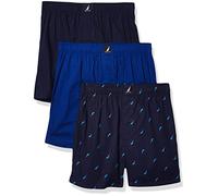 Nautica Cotton Woven 3 Pack Boxers Boxer a Pantaloncino, Peacoat/Surf The Web/Sails, S (Pacco da 3) Uomo