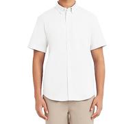Nautica Giovani Uomo Uniforme Manica Corta Performance Oxford Button-Down Camicia, Bianco, XL