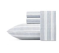 Nautica - Lenzuola doppie, cotone percalle biancheria da letto, set di biancheria da letto costiera (Beaux Stripe Navy, Twin)