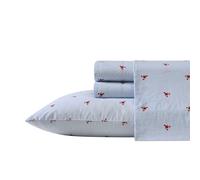Nautica - Lenzuola doppie, percalle di cotone set di biancheria da letto, arredamento casual per la casa (Lobster Walk Red, Twin)