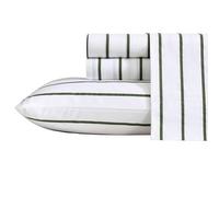 Nautica - Lenzuola doppie, set di biancheria da letto in percalle di cotone di prima qualità, a righe, certificato Oeko-Tex (Brenton Stripe Ivory, Twin)