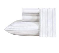 Nautica - Lenzuola per letto matrimoniale XL, set di biancheria da letto in percalle di cotone di alta qualità, decorazione per la casa a righe, certificato Oeko-Tex (Beaux Stripe Blue, Twin XL)